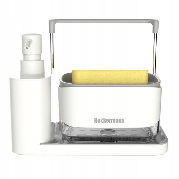 DOZOWNIK NA PŁYN DO MYCIA NACZYŃ MYDŁA POJEMNIK + GĄBKA ORGANIZER DO KUCHNI