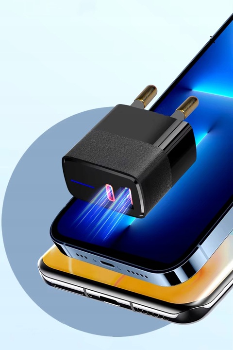 SZYBKA ŁADOWARKA SIECIOWA GNIAZDO USB + USB-C QC+PD 20W + KABEL USB-C 1m