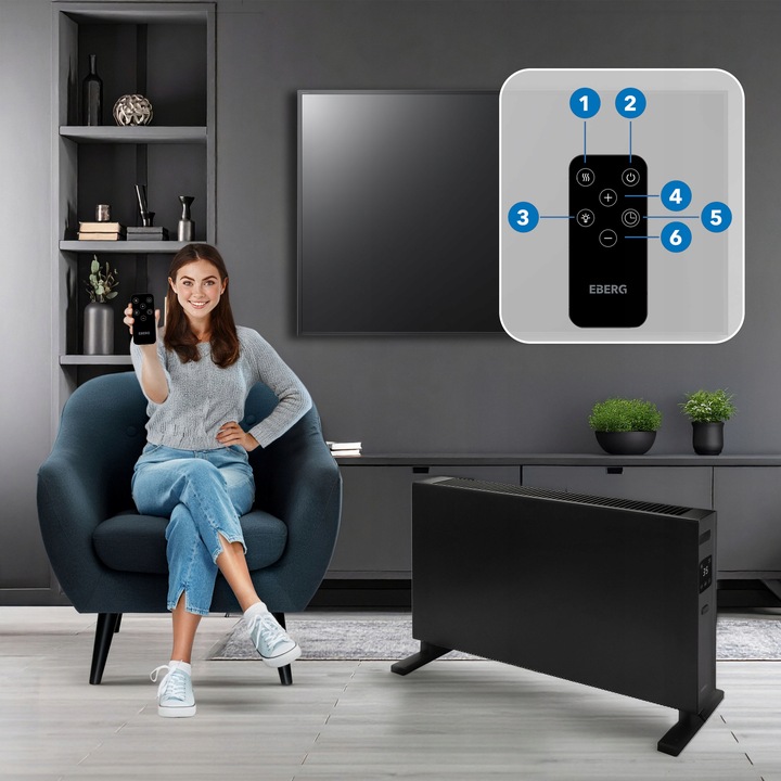 Grzejnik elektryczny konwektorowy EBERG DEXO 2000W WiFi termostat LED pilot