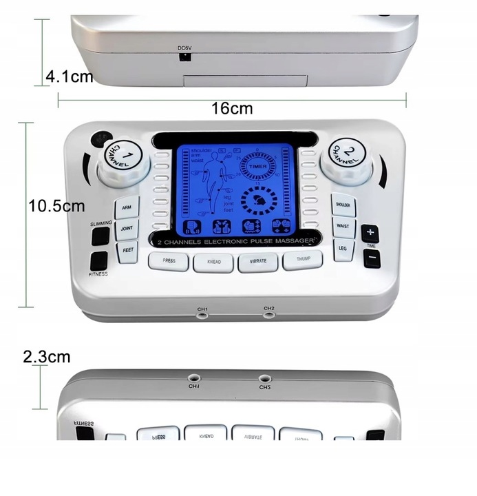 ELEKTROSTYMULATOR TENS EMS ELEKTRODY 3 RODZAJE + BAT