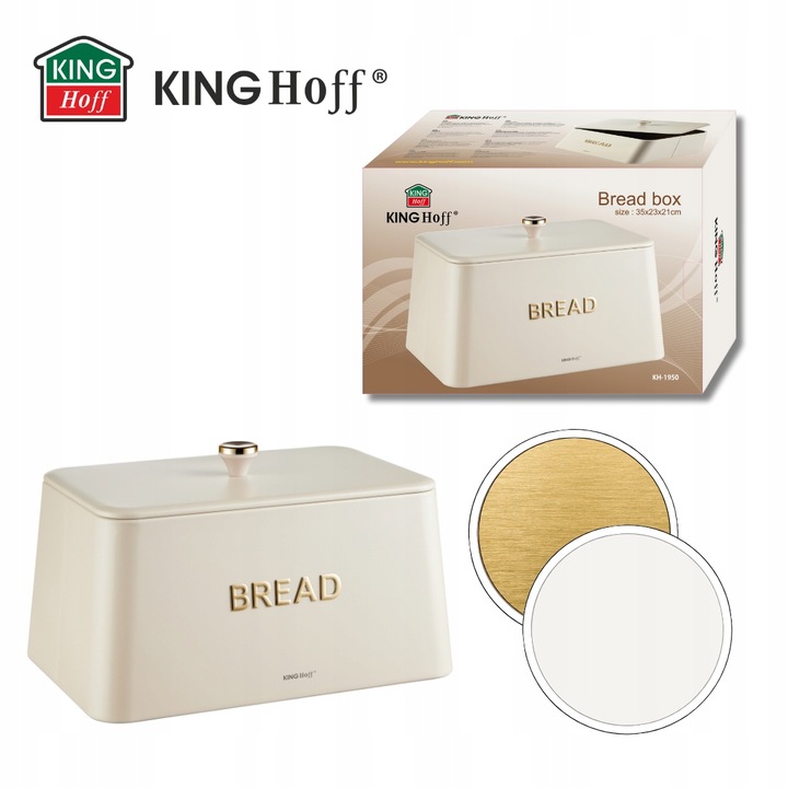 Chlebak KING Hoff KH-1950 kremowy metalowy elegancki design Pieczywo