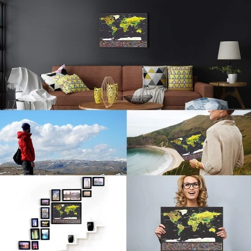 CZARNO-ZŁOTA MAPA ŚWIATA ZDRAPKA SUPER PREZENT