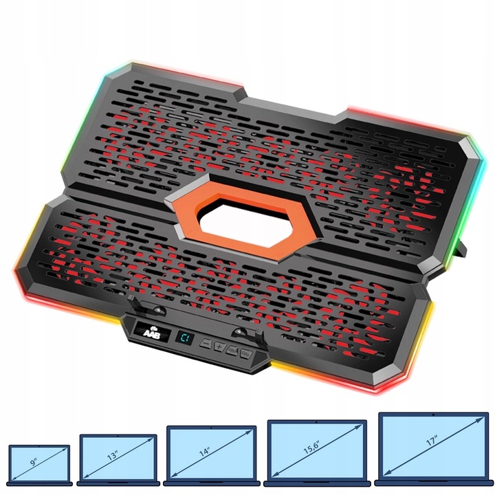 AAB EFFECTUM CICHA PODKŁADKA CHŁODZĄCA LAPTOP PODSTAWKA NOTEBOOK RGB 9-17"