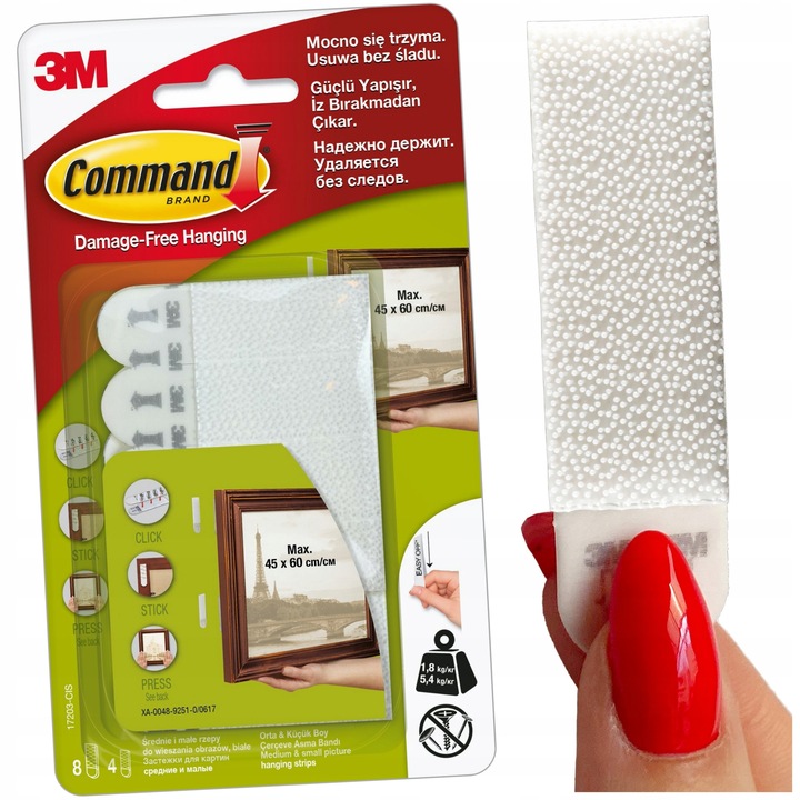 Rzepy Samoprzylepne COMMAND Zestaw 24szt/12par - Bezinwazyjne,bez