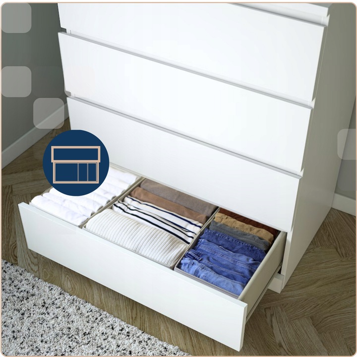 Zestaw 3x organizer pudełko pojemnik na ubrania bieliznę do komody M A