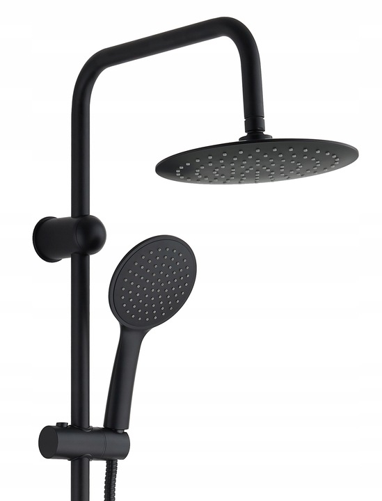 ZESTAW PRYSZNICOWY CZARNY Z BATERIĄ NATRYSKOWĄ DESZCZOWNICA KOMPLET MAT HIT