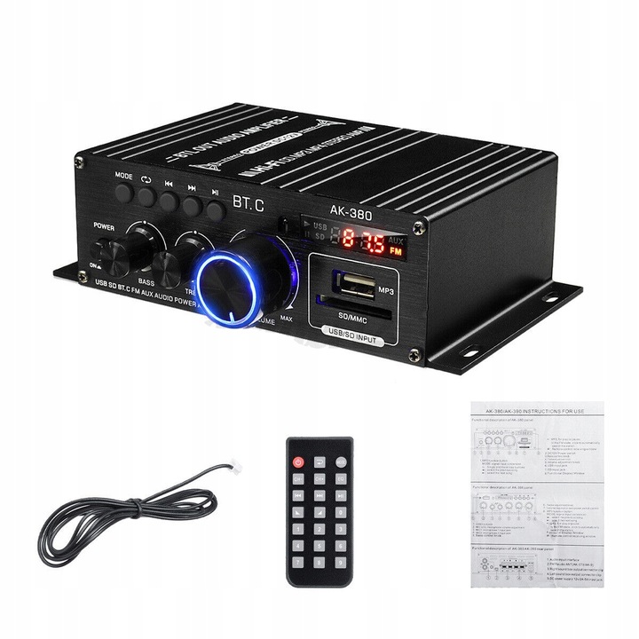 WZMACNIACZ AMPLITUNER RADIO SAMOCHODOWE GŁOŚNIK KARAOKE BLUETOOTH +