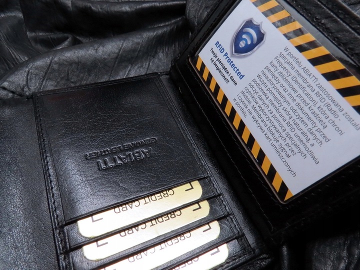 SKÓRZANY PORTFEL MĘSKI ABIATTI OCHRONA KART RFID !