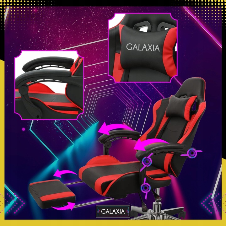 FOTEL GAMINGOWY BIUROWY Obrotowy Z Podnóżkiem Kubełkowy Krzesło Gamingowe