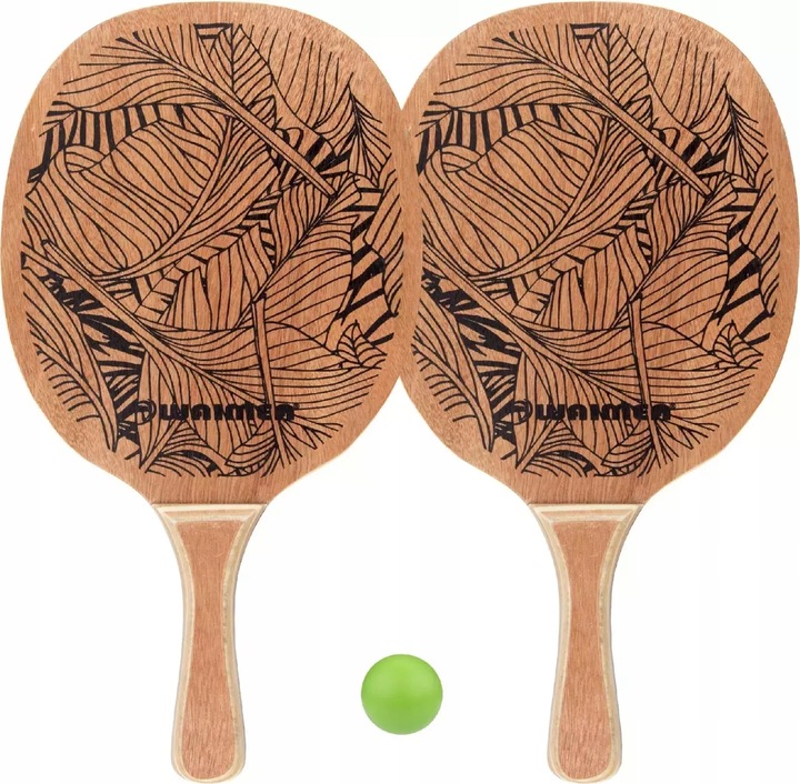 Rakietki drewniane zestaw do tenisa plażowego paletki + piłeczka WAIMEA