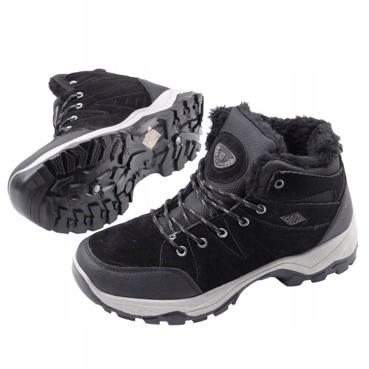 CZARNE BUTY SPORTOWE MĘSKIE ZIMOWE OCIEPLANE ŚNIEGOWCE TRAPERY DLA