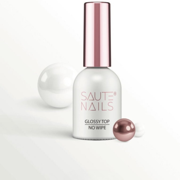 SAUTE NAILS GLOSSY TOP NO WIPE - 8ML BEZBARWNY TOP HYBRYDOWY