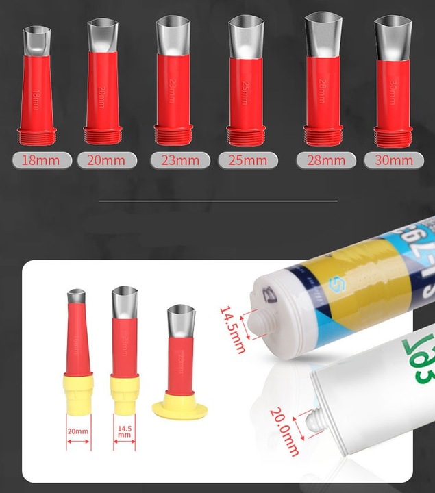 Końcówki do Silikonu Silikonowania Dysza Wyciskacz Aplikator Pistolet