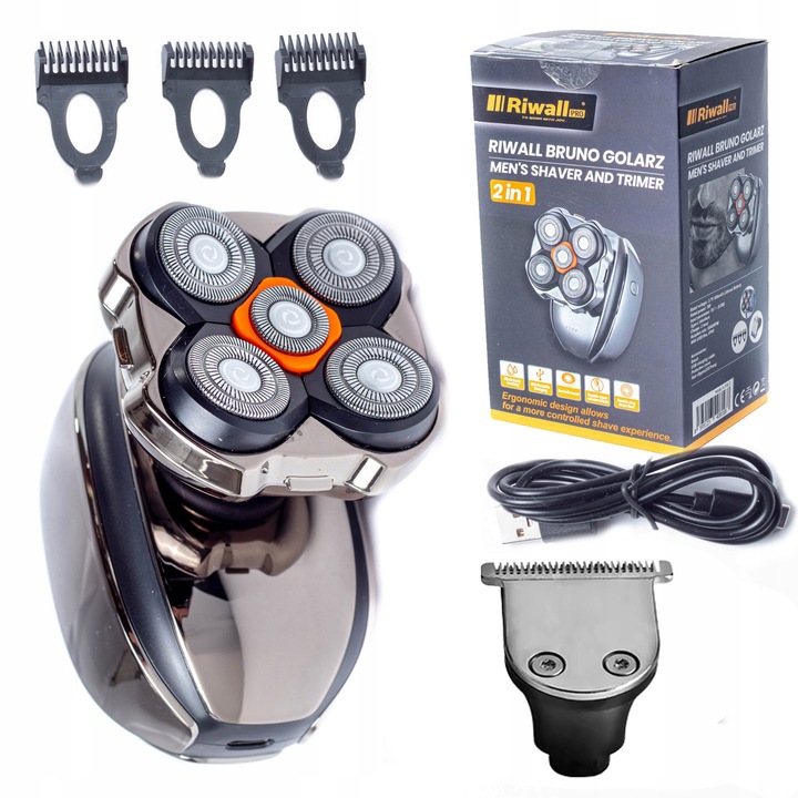 GOLARKA MĘSKA AKUMULATOROWA RIWALL RS-01 MASZYNKA DO GOLENIA 5D USBC