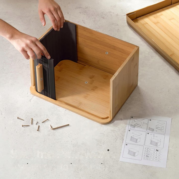 Chlebak Drewno Bambusowy Pojemnik Na Chleb 33x23cm zamykany