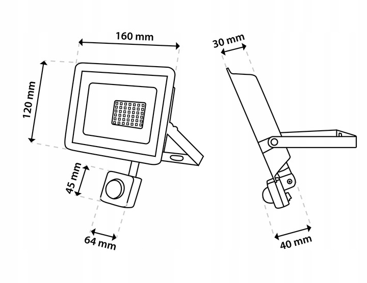 Naświetlacz LED 30W HALOGEN LAMPA REFLEKTOR z CZUJNIKIEM RUCHU IP65 SLIM