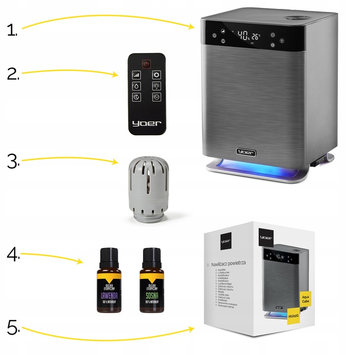 Nawilżacz powietrza 5w1 Oczyszcza Jonizator Yoer Automatyczny