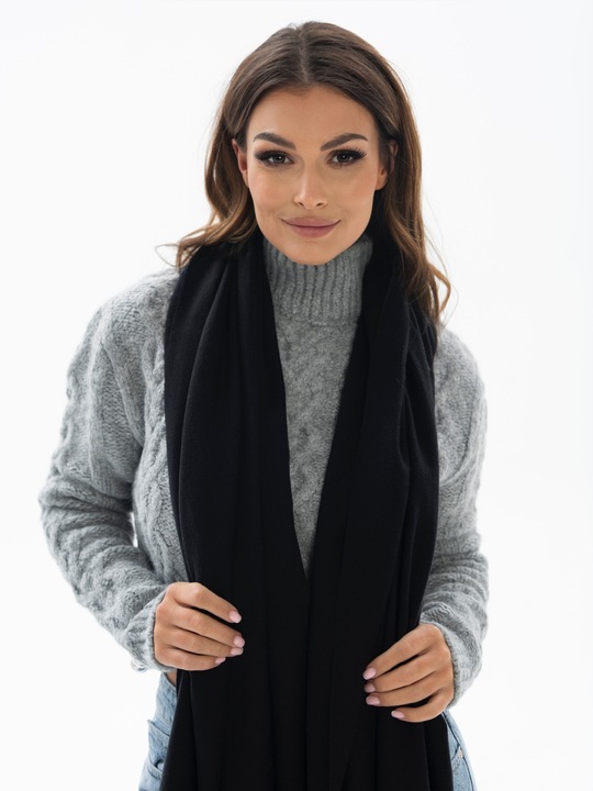 Peterson szal elegancki damski z frędzlami modny duży gładki na