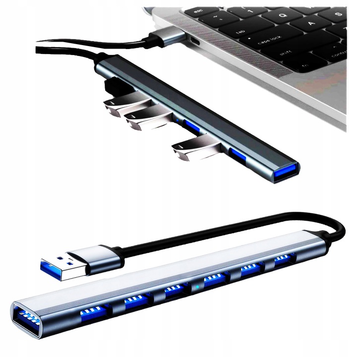 HUB USB 3.0 ROZDZIELACZ ROZGAŁĘŹNIK 7 PORTÓW 7X USB SLIM 7W1 AKTYWNY DRMZ