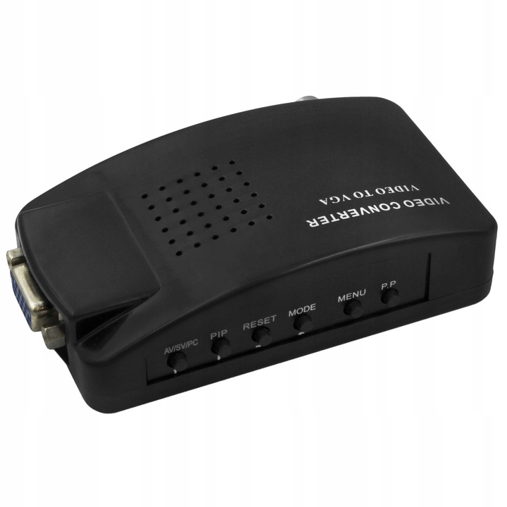KONWERTER SYGNAŁU WIDEO S-VIDEO BNC AV VGA DO VGA Z PRZEWODAMI GRATIS