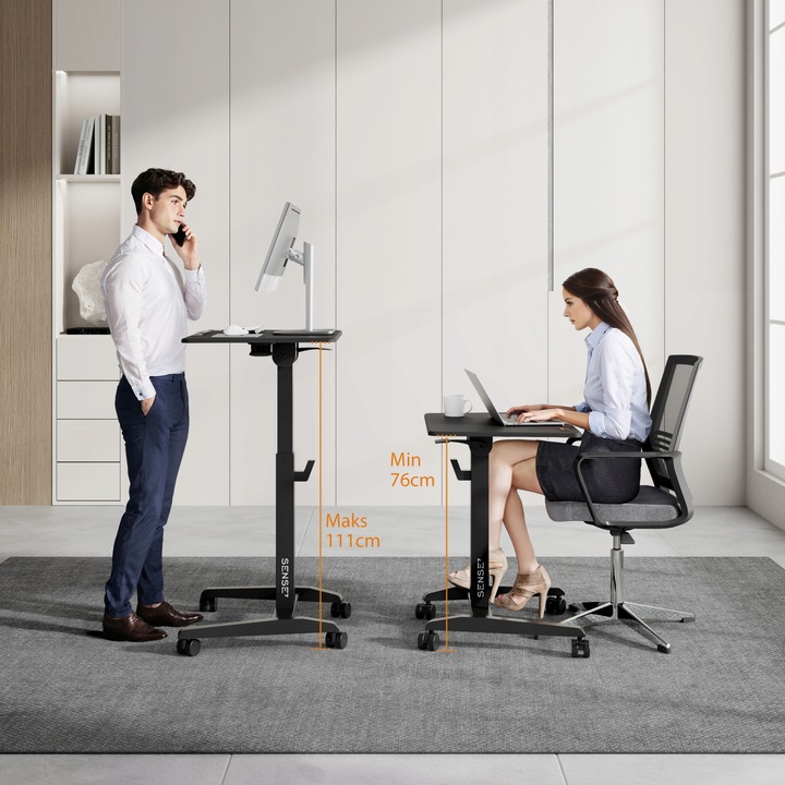 Biurko Mobilne Regulowane Składane Stolik Pod Laptopa Kółka 70x52cm