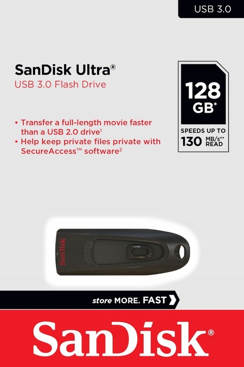 SanDisk PENDRIVE ULTRA USB 3.0 FLASH DRIVE 128 GB 130MB/s