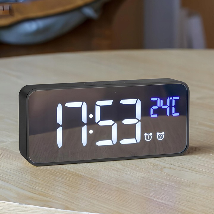 ZEGAR ELEKTORNICZNY BUDZIK LED NOWOCZESNY DESIGN WYSOKA FUNKCJONALNOŚĆ