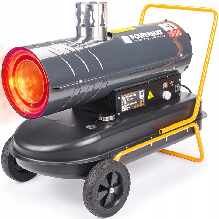 NAGRZEWNICA OLEJOWA SPALINOWA 30KW TERMOSTAT PIEC DMUCHAWA FARELKA ON LCD