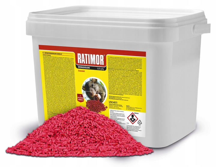 MOCNY GRANULAT NA MYSZY TRUTKA NA SZCZURY BROMADIOLONE DDD 5KG RATIMOR