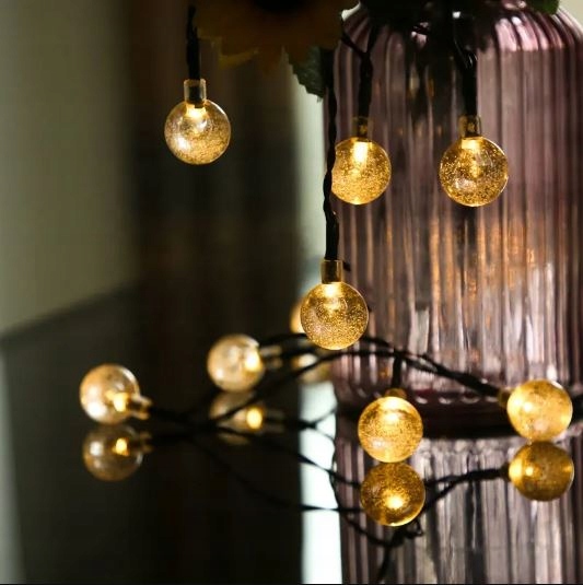 LAMPKI OGRODOWE SOLARNE GIRLANDA 50LED, 9m CIEPŁE