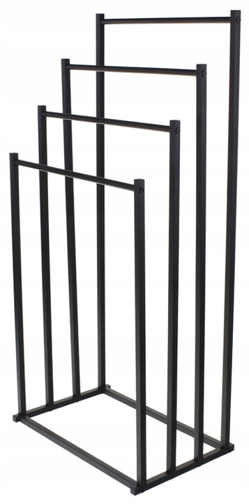 Stojak na Ręczniki Wieszak Łazienkowy Metalowy Stojący 4 Poziomy Czarny