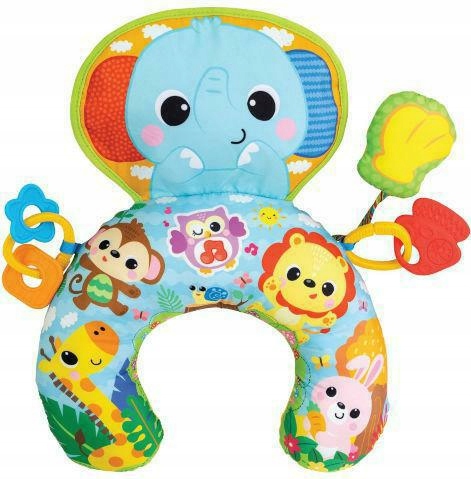 Poduszka dla dziecka interaktywna podróżna rogal grzechotka gryzak dźwięk