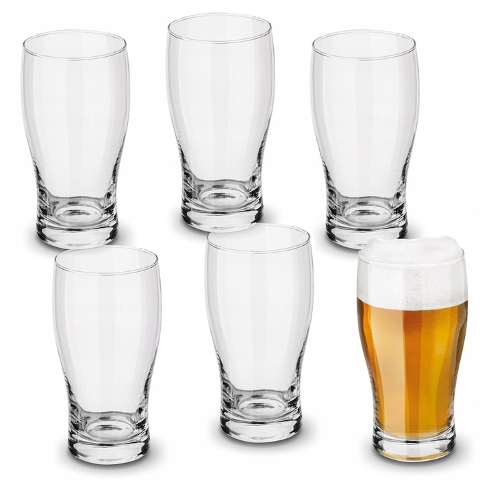 Szklany KUFEL do PIWA 6X530 ml ZESTAW POKALE wysokie SZKLANKI do PIWA