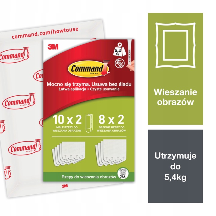 Command rzepy samoprzylepne do wieszania obrazów do 5,4 kg 36 szt. (18