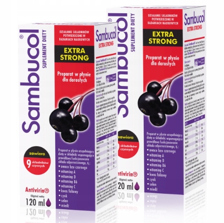 Sambucol Extra Strong czarny bez, syrop na odporność 120 ml x2