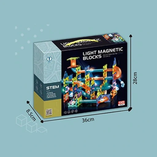 KLOCKI MAGNETYCZNE KONSTRUKCYJNE ŚWIECĄCY TOR 110el 3D MAGNETIC EDUKACYJNE