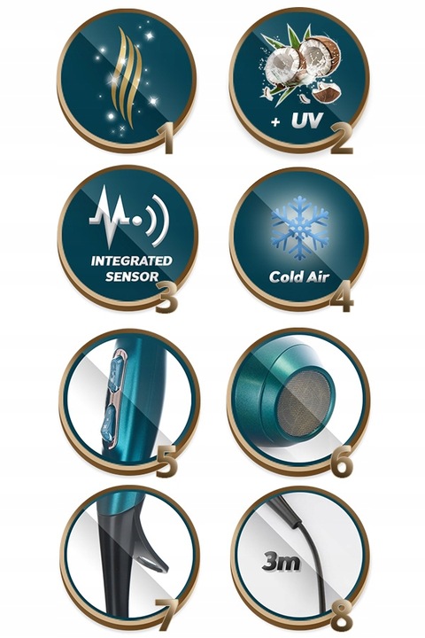 SUSZARKA DO WŁOSÓW REMINGTON Z JONIZACJĄ UV + DYFUZOR SENSOR SILNIK