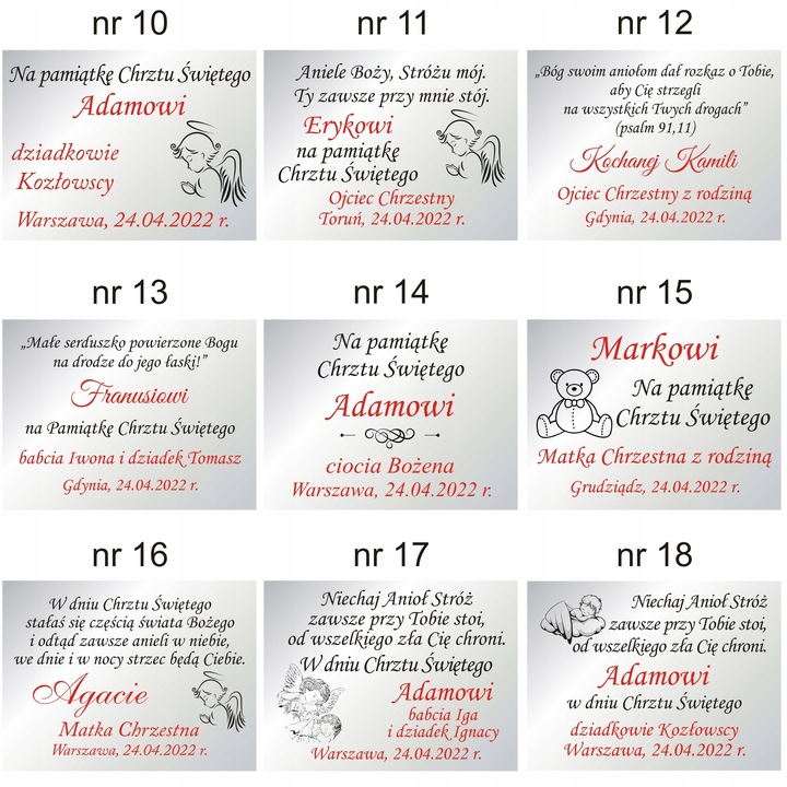 Obrazek Srebrny Pamiątka Chrztu Świętego Prezent na Chrzest + DEDYKACJA