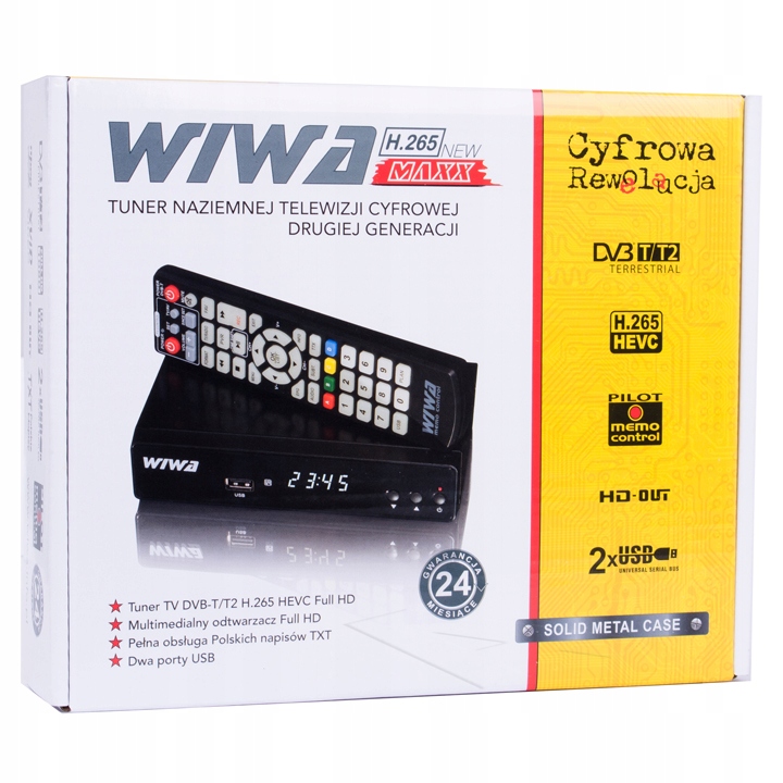 Tuner Dekoder Telewizji WIWA DVBT2 HEVC H.265 MAXX
