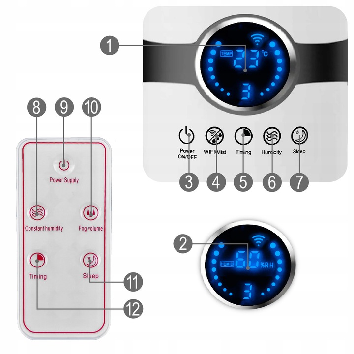 Nawilżacz powietrza SMART HOME WIFI automatyczny AROMATERAPIA OLEJKI PILOT