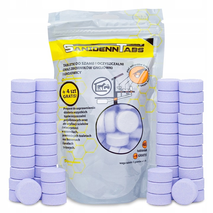 TABLETKI do SZAMBA Sanidenn TABS 52 szt. BAKTERIE do OCZYSZCZALNI na
