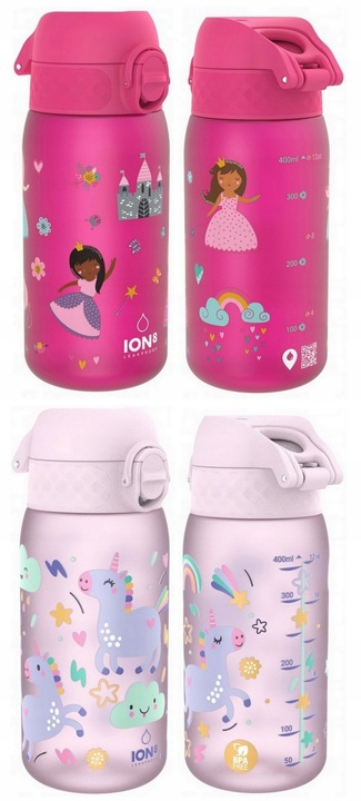 ION8 Dziecięcy bidon butelka na wodę do szkoły przedszkola BPA Free 400ml