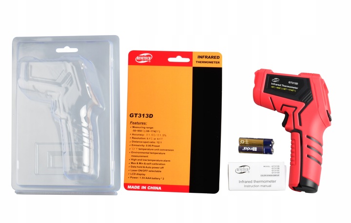 PIROMETR TERMOMETR LASEROWY BEZDOTYKOWY NA PODCZERWIEŃ EMISYJNOŚĆ -50 +950°