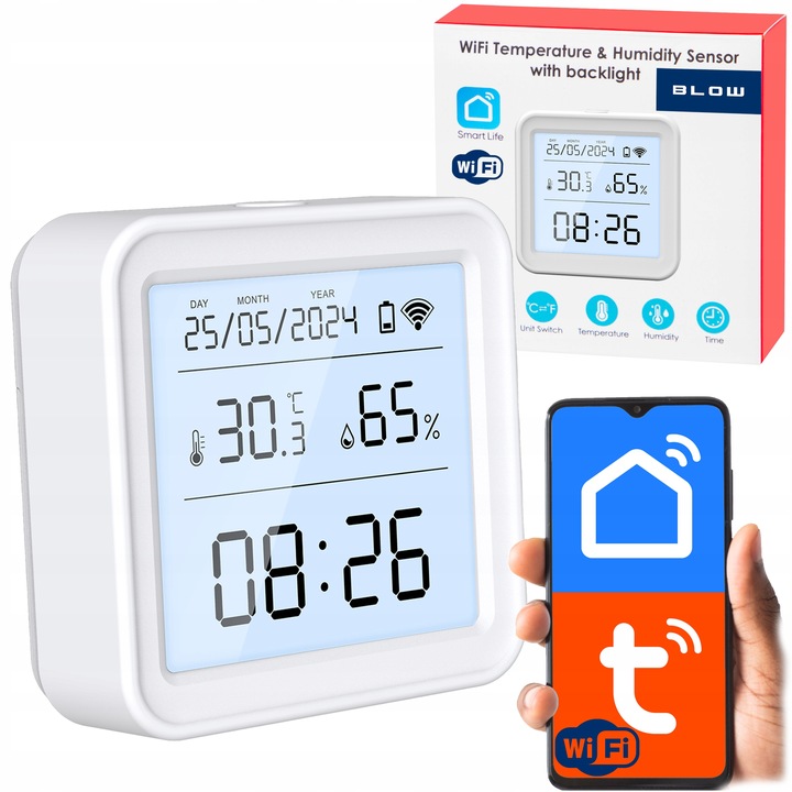 CZUJNIK TEMPERATURY I WILGOTNOŚCI TERMO-HIGRO TUYA SMART LIFE WIFI
