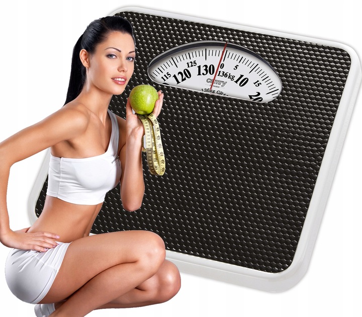 Klasyczna Waga Łazienkowa Mechaniczna Czarna Analogowa 136kg Prosta Obsługa