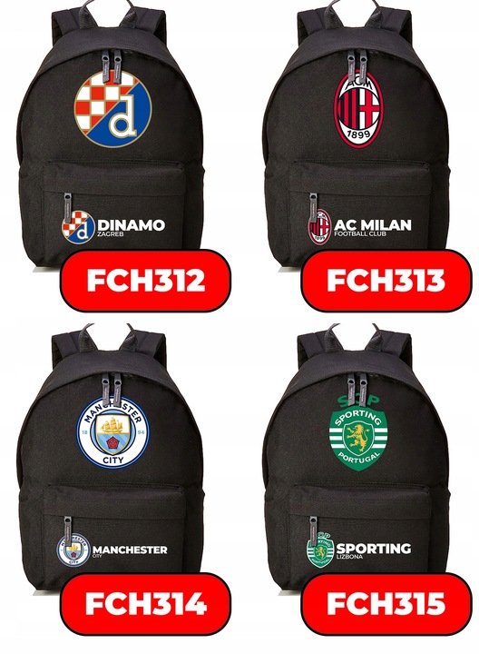 Plecak Szkolny Czarny REAL MADRID Kluby Piłkarskie Piłkarze Sportowe Wzory