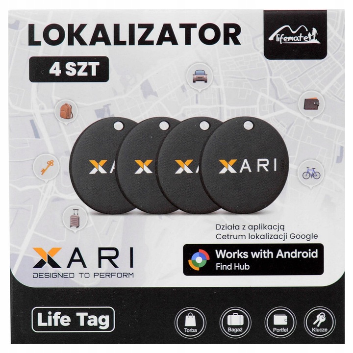 4x Lokalizator GPS Life Tag Lifemate XARI Android do plecaka kluczy