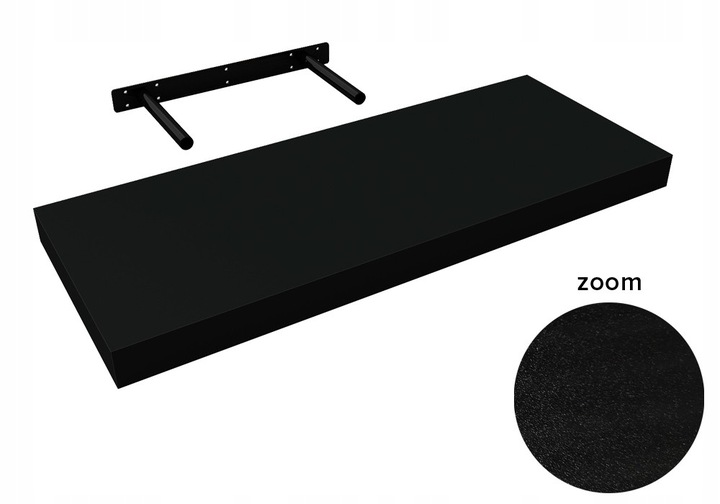 Półka ścienna samowisząca - FS - 60x23 cm - Czarny