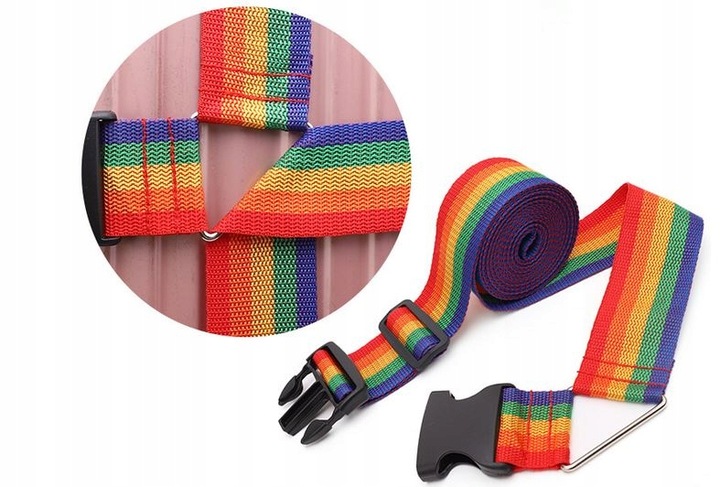 PAS PODWÓJNY SPINAJĄCY DO WALIZKI zabezpieczający 5cm 4m na BAGAŻU 1szt kol