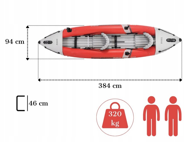 Kajak 2os. Excursion PRO Intex 68309 Pompka Wiosla MODEL 2024